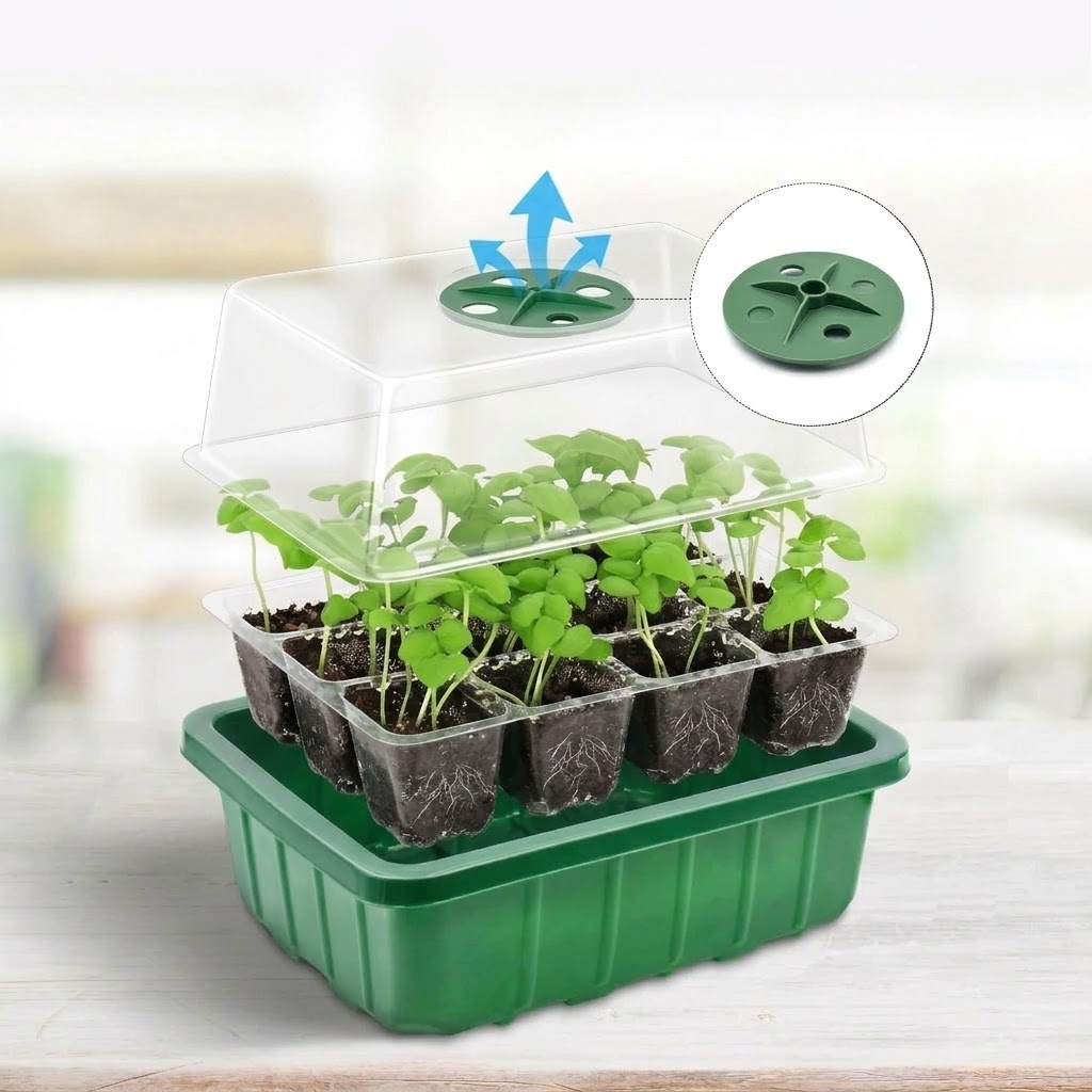 Humidity Dome Kit - أقبية قابلة لتعديل الرطوبة، صينية شفافة